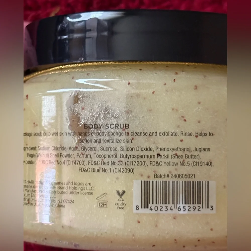 Tahari Warm Brown Sugar scented exfoliating body scrub w/Vitamin E & Shea Butter